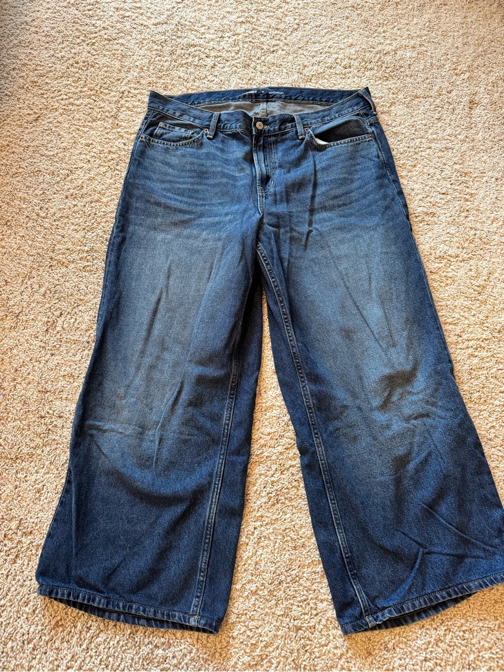 Old Navy Women's Mid Rise Baggy Wide-Leg Jeans